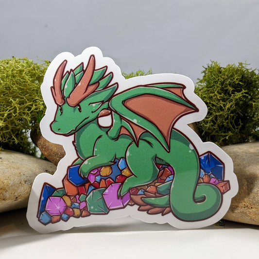 Green Dragon Guarding - Horde of Dice Sticker - 2.5" - Game On