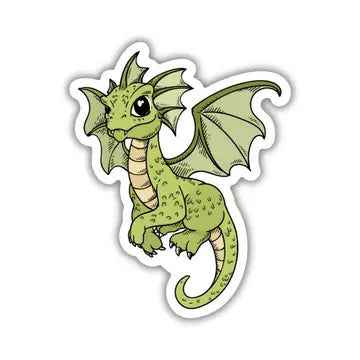 Green Flying Baby Dragon Sticker - Game On