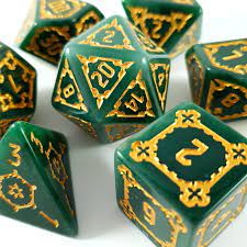 Green & Gold Castle Dice Set - Game On