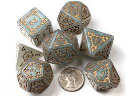 Grey & Gold Castle Dice Set - Game On