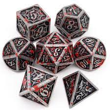 Grim Scythe Blood Splatter Metat RPG Dice Set - Game On
