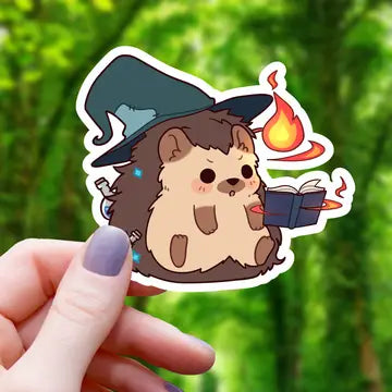 Hedgehog Wizard Casting A - Fireball Sticker - Game On