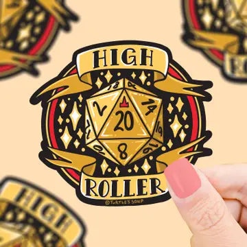 High Roller Dice D20 Polyhedron Vinyl Sticker - Game On