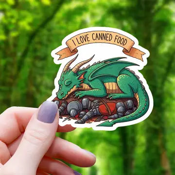 I Love Canned Food - Green Dragon Sticker - Game On