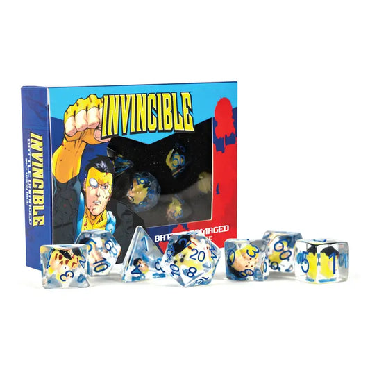 Invincible Blood Damaged Resin Poly Dice Set - Game On