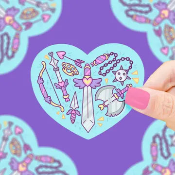 Kawaii Weapons Heart Valentines Vinyl Sticker - Game On