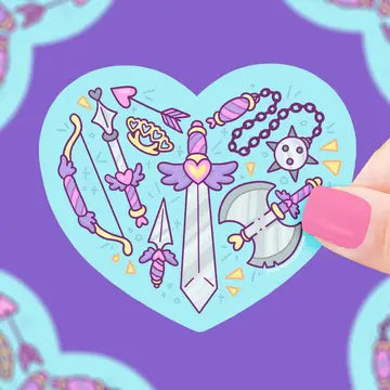 Kawaii Weapons Heart Valentines Vinyl Sticker - Game On