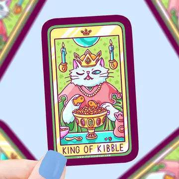 King of Kibble Cat Major Arcana Tarot Card Vinyl Sticker - Game On