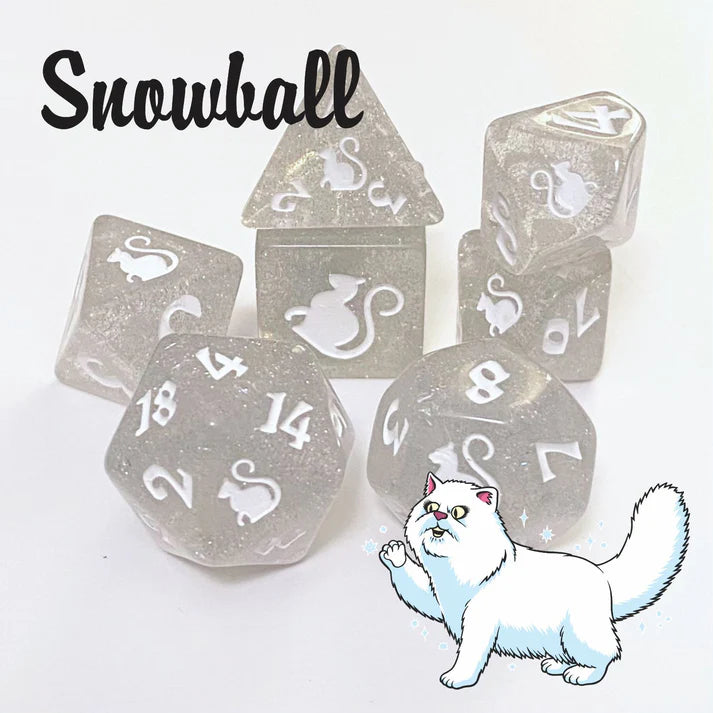 Kitty Clack Snowball - RPG Dice Set - Game On
