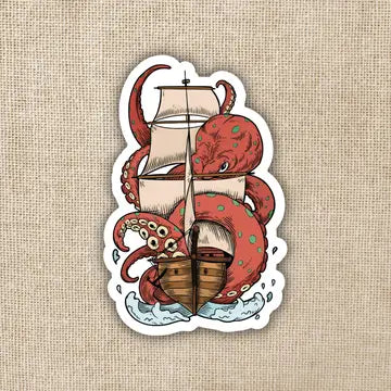 Kraken Attacking Ship Sticker - Game On