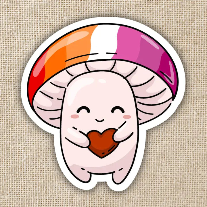 Lesbian Pride Flag Mushroom Sticker - Game On