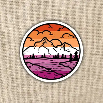 Lesbian Pride Mountainscape Flag Sticker - Game On