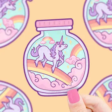 Magical Unicorn Rainbow Jar Cute Art Vinyl Sticker - Game On