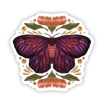 Moth Elegant Floral Sticker - Game On