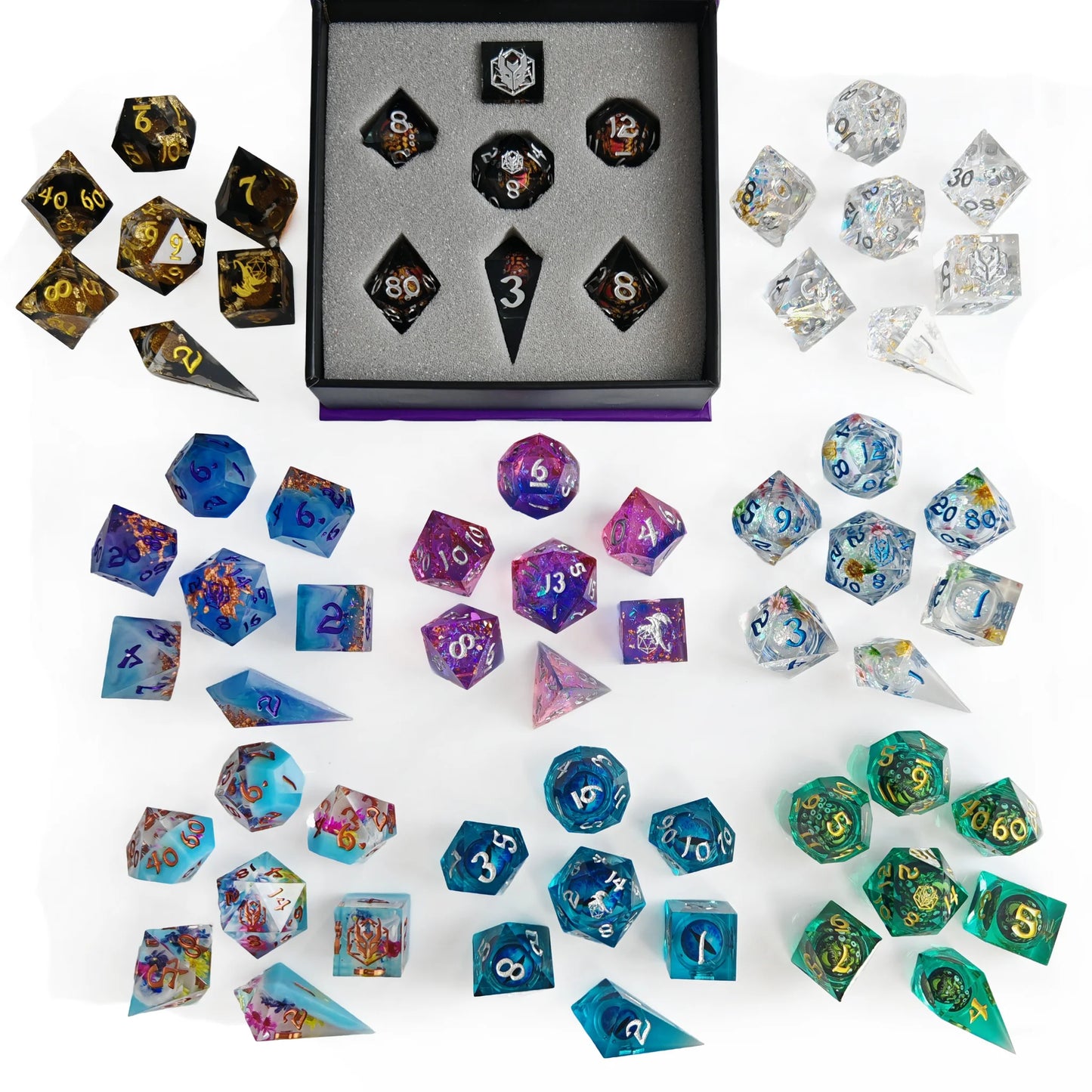 Mystery Sanded Sharp Edge Resin Polyhedral RPG Dice - Game On