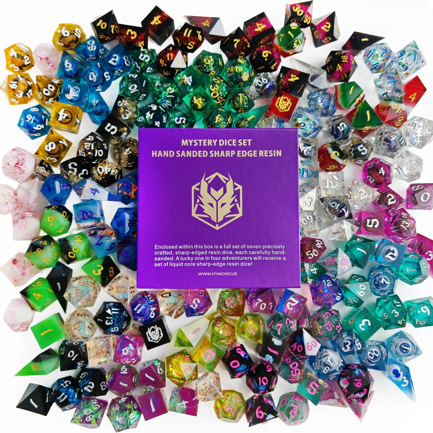 Mystery Sanded Sharp Edge Resin Polyhedral RPG Dice - Game On