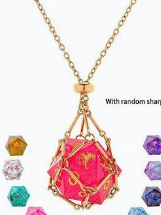 Mysticage Dice Chain Necklace with D20 - Gold Chain - Game On