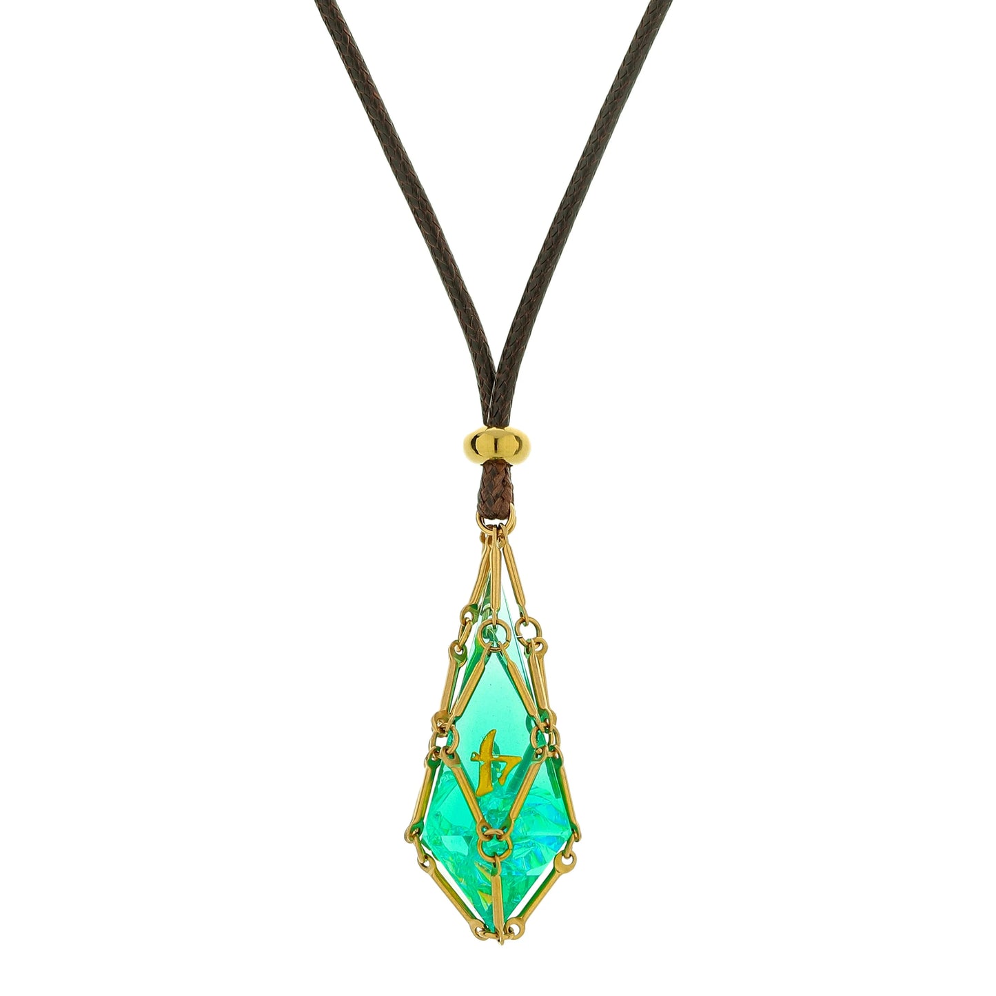 Mysticage Dice Chain Necklace with D4 - Brown Leather Chain - Game On
