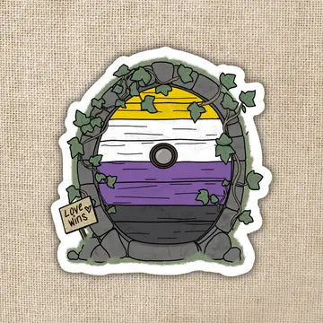 Nonbinary Pride Fairy Door Sticker - Game On