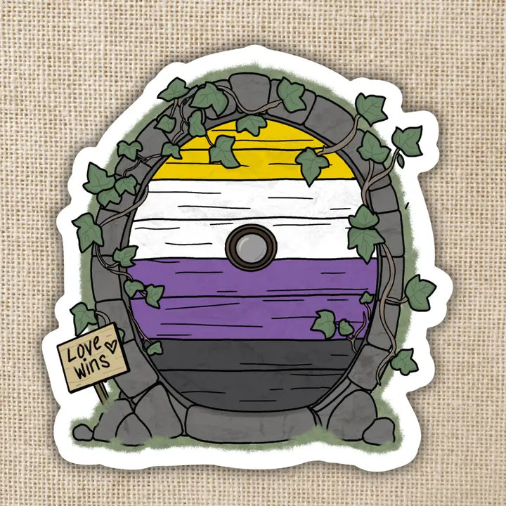 Nonbinary Pride Fairy Door Sticker - Game On