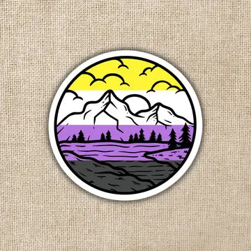 Nonbinary Pride Mountainscape Flag Sticker - Game On
