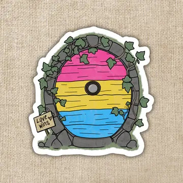 Pansexual Pride Fairy Door Sticker - Game On