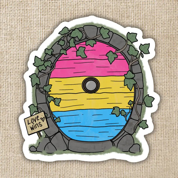 Pansexual Pride Fairy Door Sticker - Game On