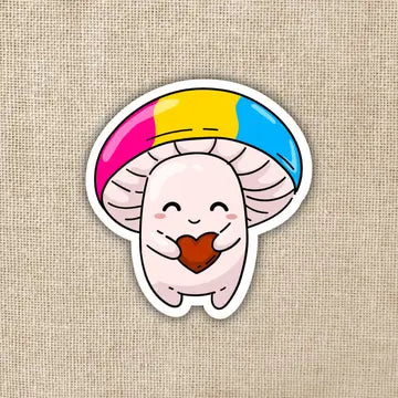 Pansexual Pride Flag Mushroom Sticker - Game On