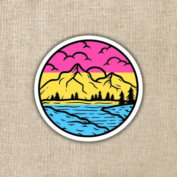 Pansexual Pride Mountainscape Flag Sticker - Game On