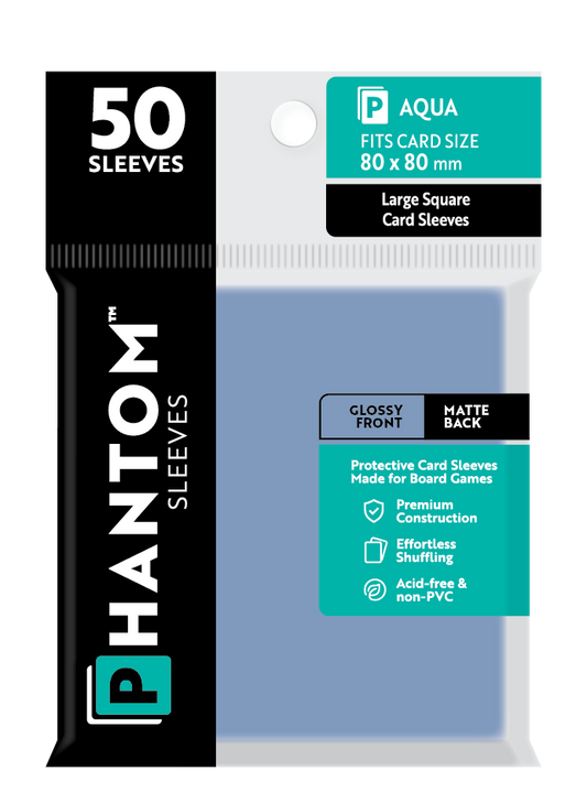 Phantom Sleeves: Aqua Size (80mm x 80mm) Gloss/Matte (50) - Game On