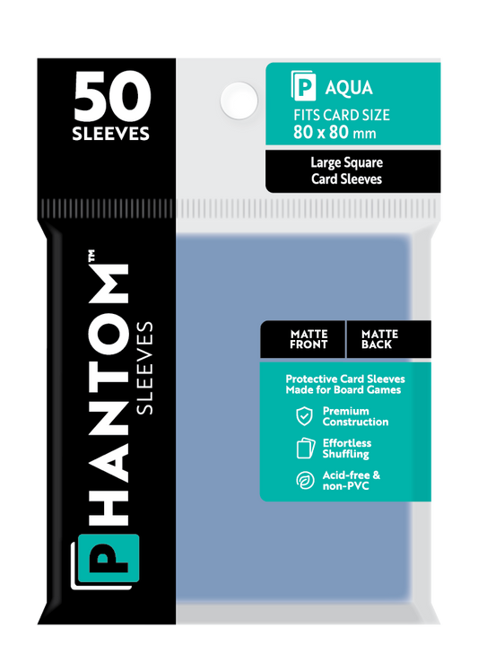 Phantom Sleeves: Aqua Size (80mm x 80mm) Matte/Matte (50) - Game On