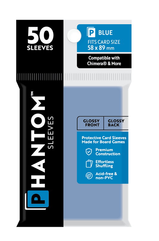 Phantom Sleeves: Blue Size (58mm x 89mm) Gloss/Gloss (50) - Game On