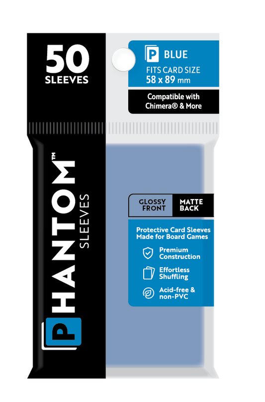 Phantom Sleeves: Blue Size (58mm x 89mm) Gloss/Matte (50) - Game On