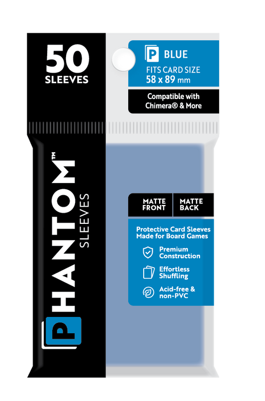 Phantom Sleeves: Blue Size (58mm x 89mm) Matte/Matte (50) - Game On