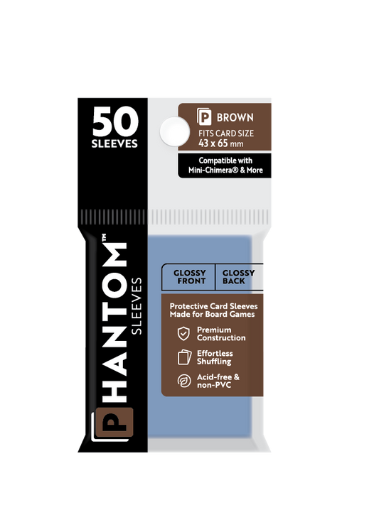 Phantom Sleeves: Brown Size (43mm x 65mm) Gloss/Gloss (50) - Game On