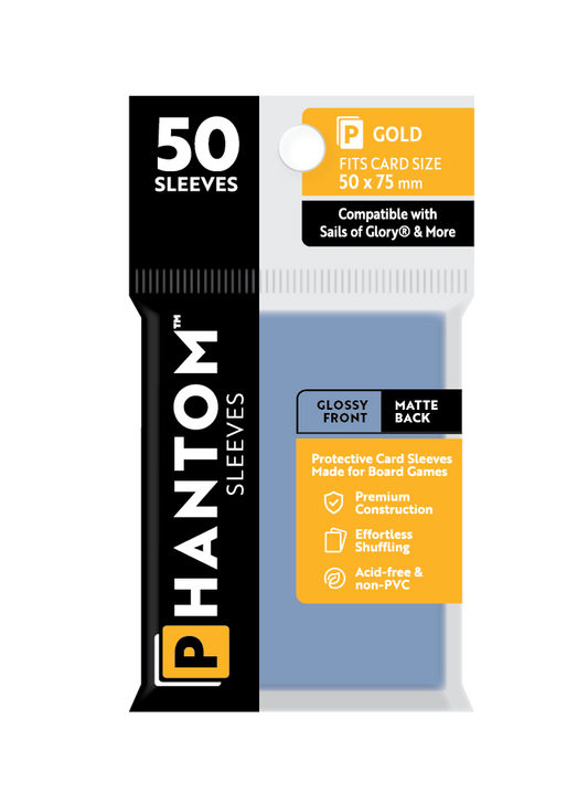 Phantom Sleeves: Gold Size (50mm x 75mm) Gloss/Matte (50) - Game On