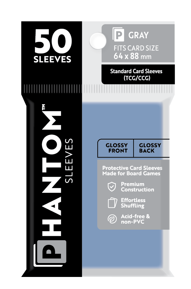 Phantom Sleeves: Gray Size (64mm x 88mm) Gloss/Gloss (50) - Game On