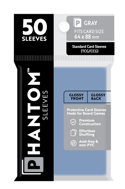 Phantom Sleeves: Gray Size (64mm x 88mm) Gloss/Gloss (50) - Game On