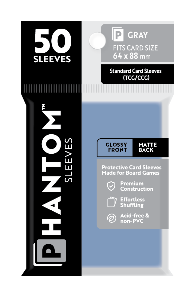 Phantom Sleeves: Gray Size (64mm x 88mm) Gloss/Matte (50) - Game On