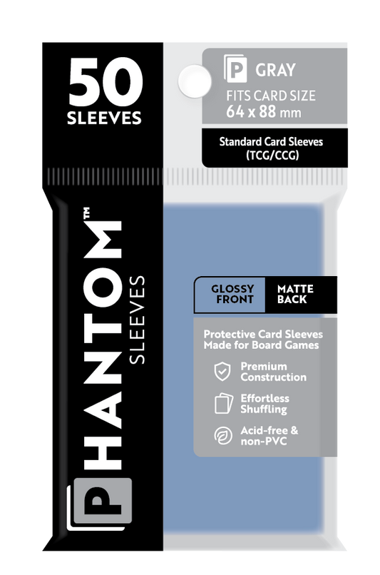 Phantom Sleeves: Gray Size (64mm x 88mm) Gloss/Matte (50) - Game On