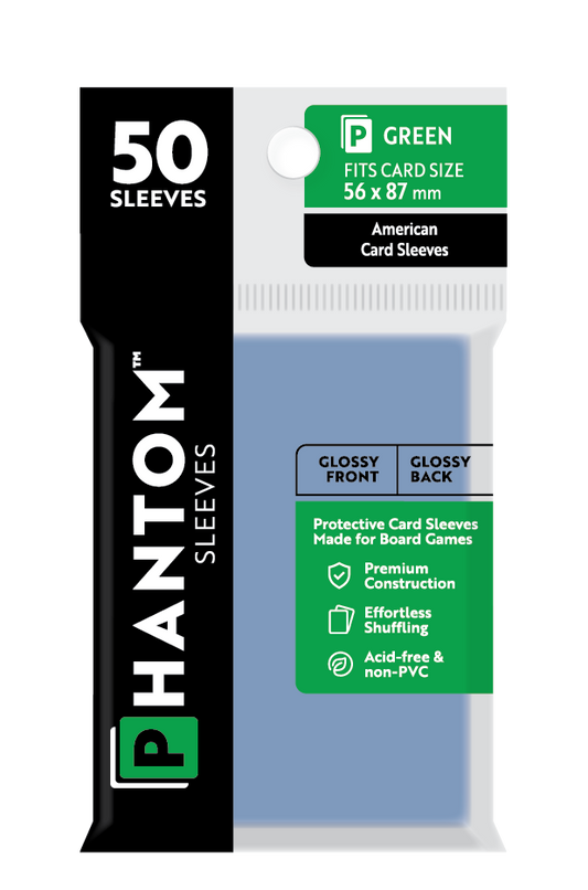 Phantom Sleeves: Green Size (56mm x 87mm) Gloss/Gloss (50) - Game On