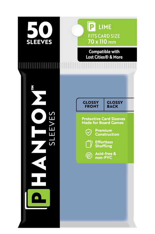 Phantom Sleeves: Lime Size (70mm x 110mm) Gloss/Gloss (50) - Game On