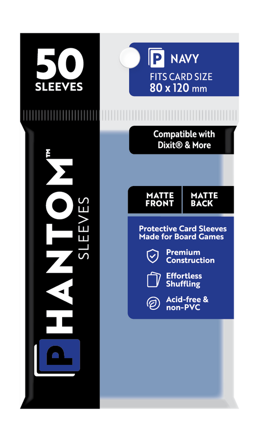 Phantom Sleeves: Navy Size (80mm x 120mm) Matte/Matte (50) - Game On