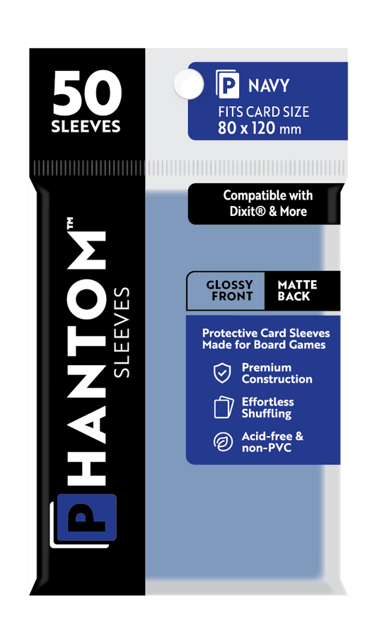 Phantom Sleeves: Navy Size (80mm x 120mm) Gloss/Matte (50) - Game On