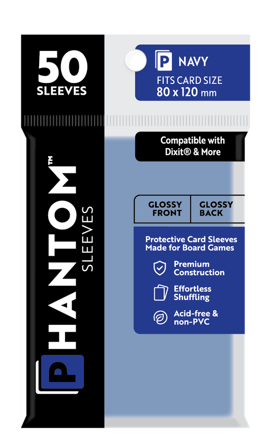 Phantom Sleeves: Navy Size (80mm x 120mm) Gloss/Gloss (50) - Game On