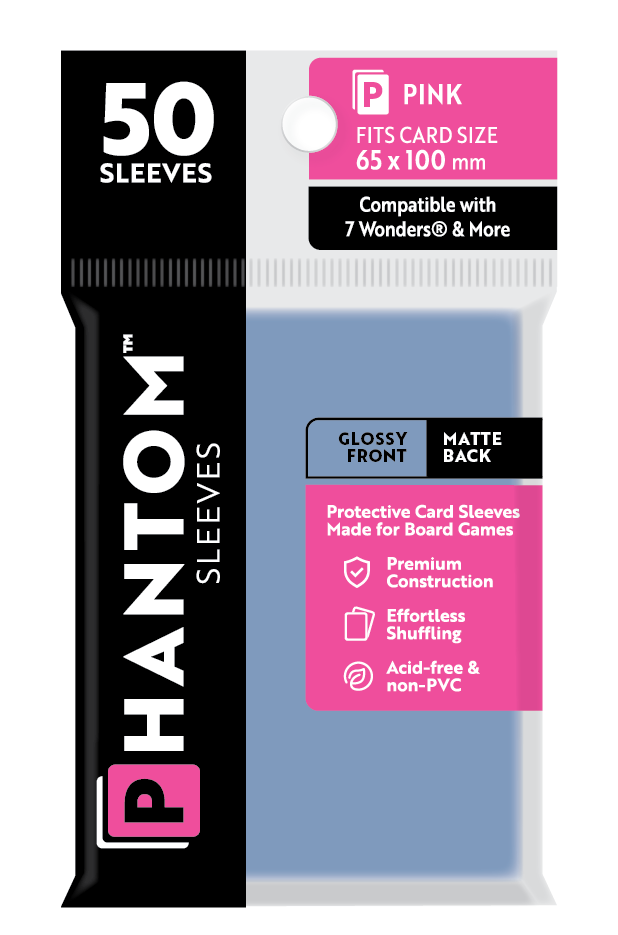 Phantom Sleeves: Pink Size (65mm x 100mm) Gloss/Matte (50) - Game On