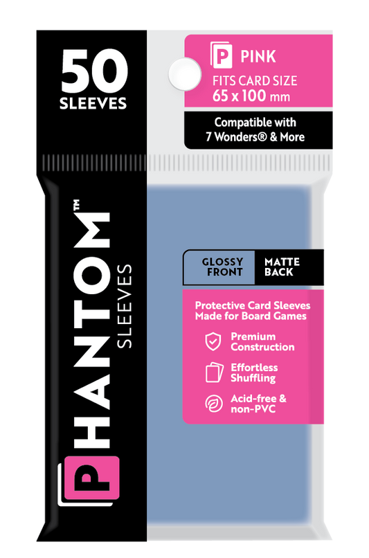 Phantom Sleeves: Pink Size (65mm x 100mm) Gloss/Matte (50) - Game On