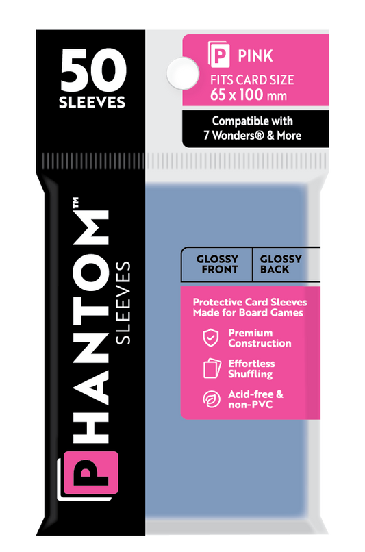 Phantom Sleeves: Pink Size (65mm x 100mm) Gloss/Gloss (50) - Game On