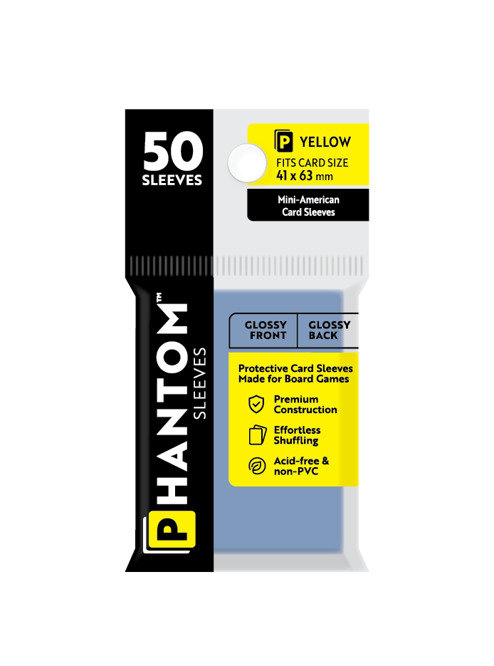 Phantom Sleeves: Yellow Size (41mm x 63mm) Gloss/Gloss (50) - Game On