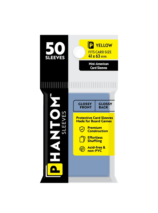 Phantom Sleeves: Yellow Size (41mm x 63mm) Gloss/Gloss (50) - Game On